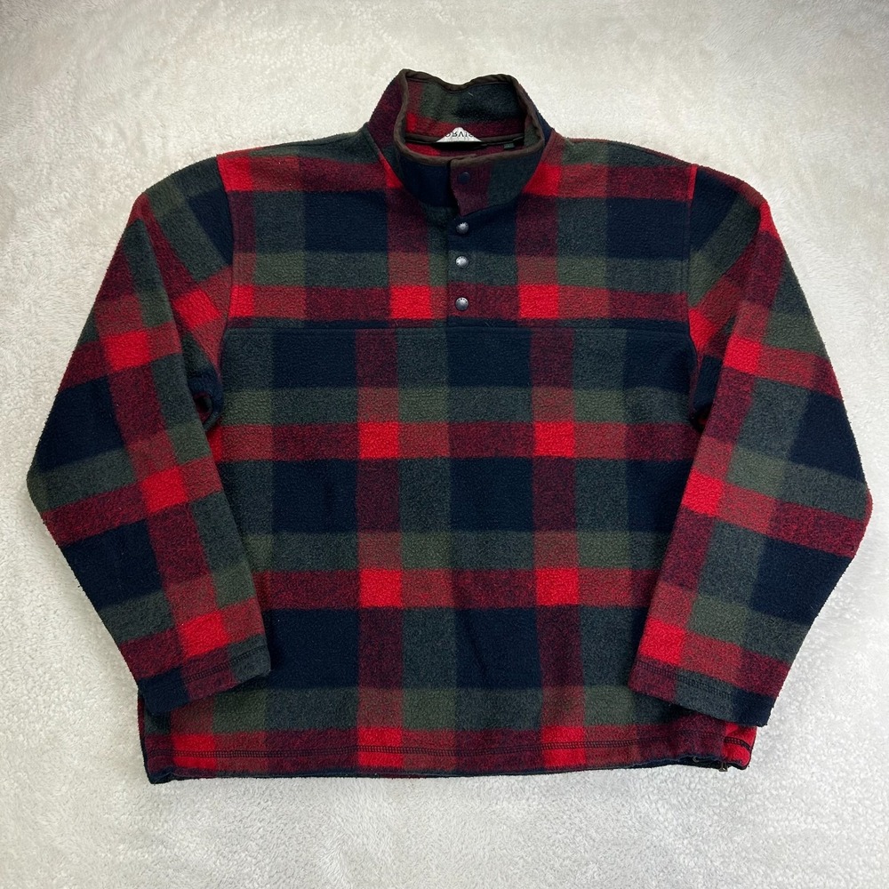 Vintage Orvis Snap-T Pullover Jacket Mens L Multicolor Fleece Warm Check Western